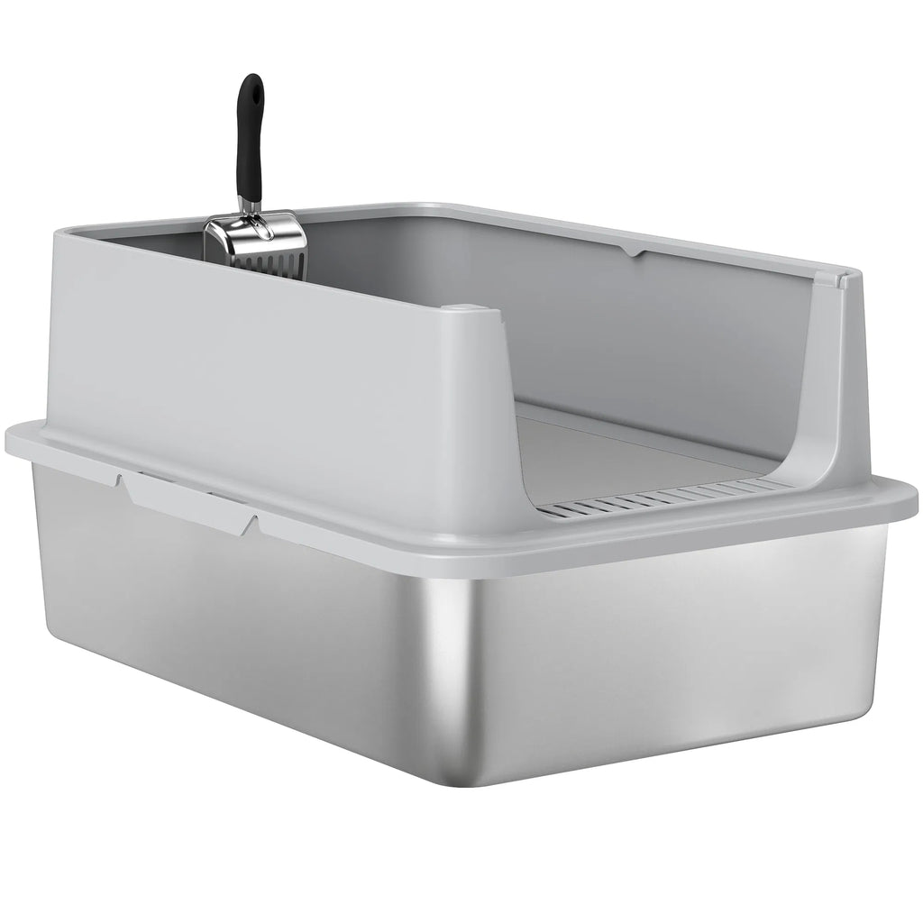 XL Stainless Steel Cat Litter Box for Large Cats