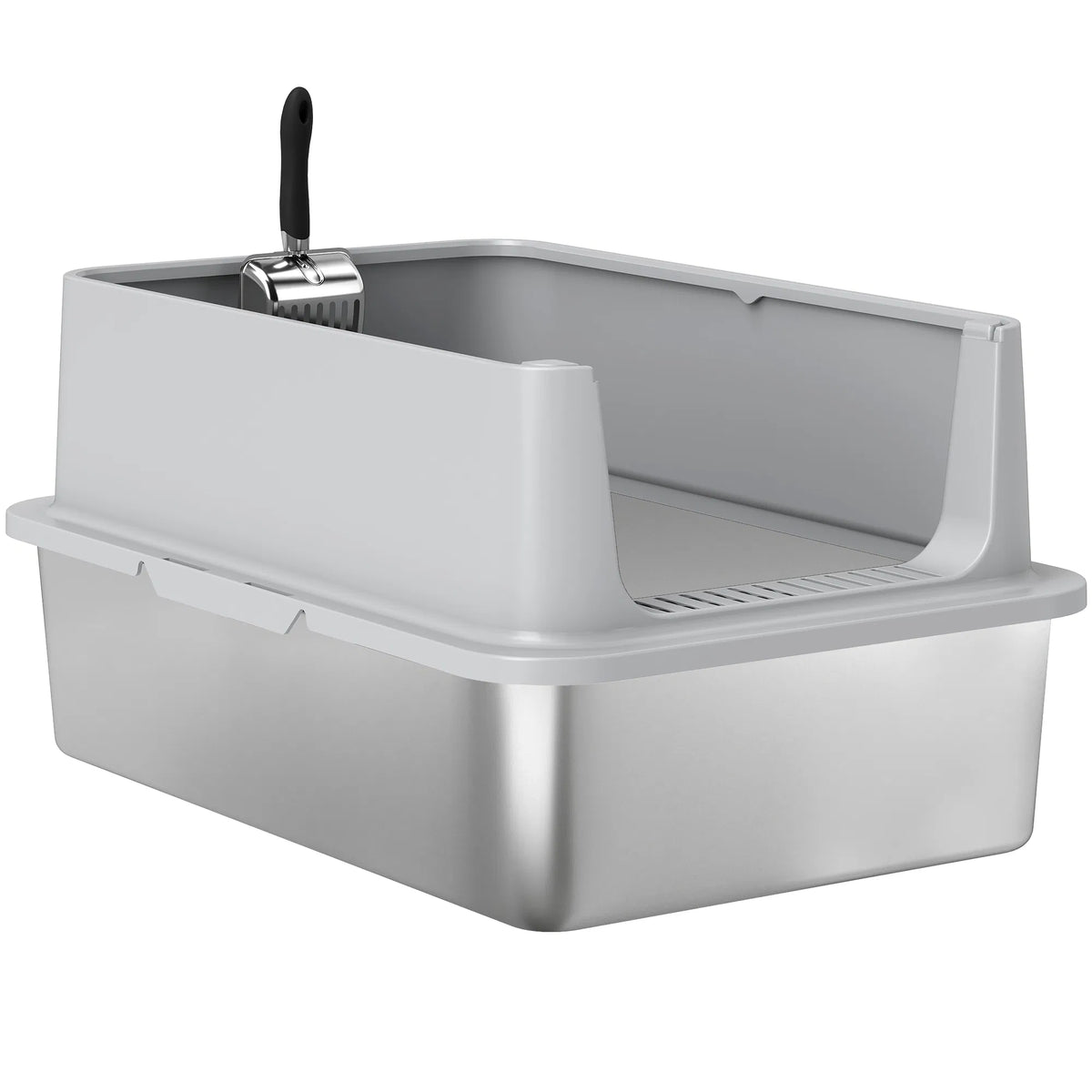 XL Stainless Steel Cat Litter Box for Large Cats