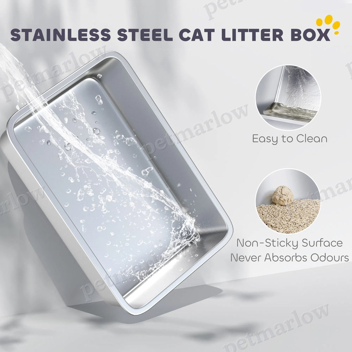 XL Stainless Steel Cat Litter Box for Large Cats – view 3