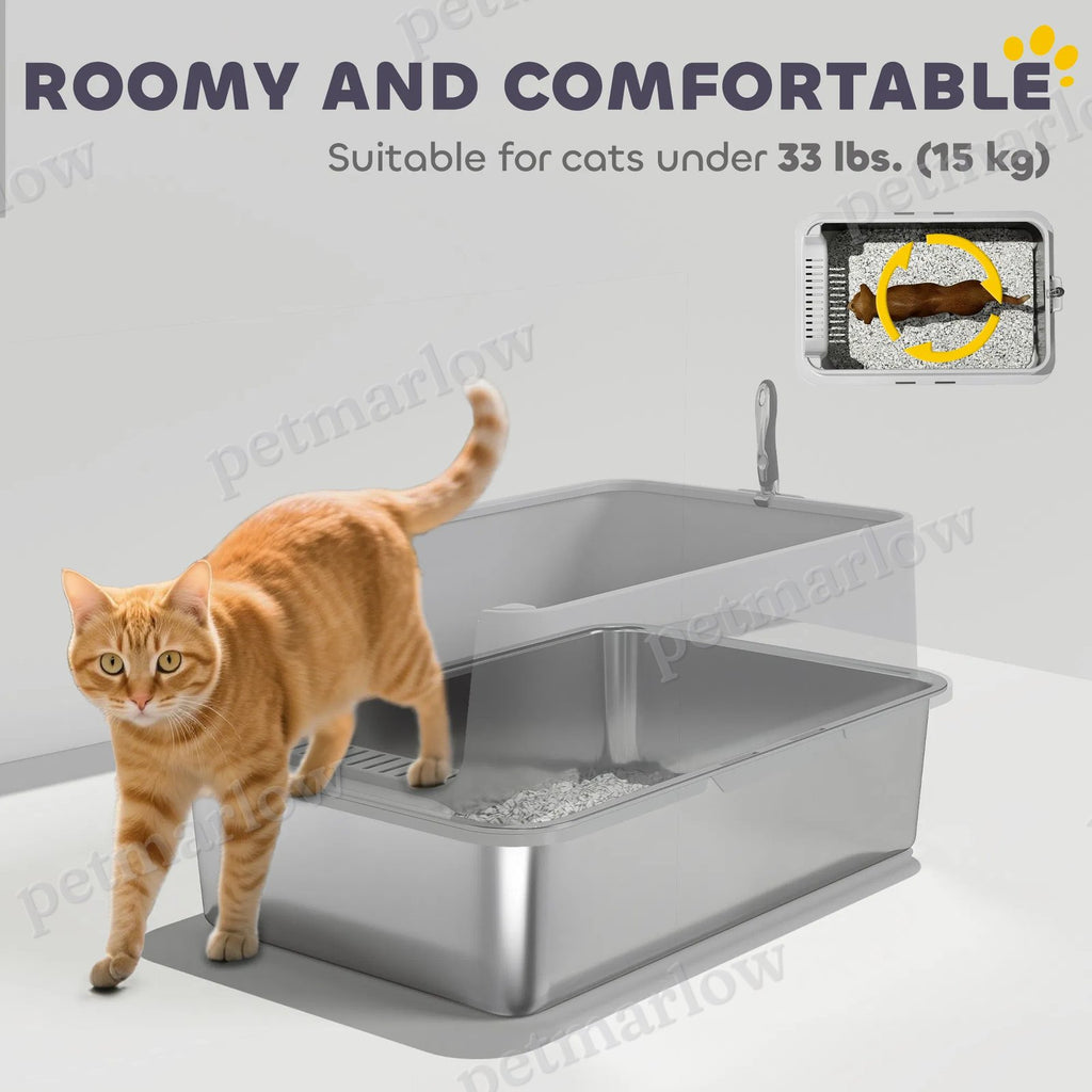 XL Stainless Steel Cat Litter Box for Large Cats – view 6