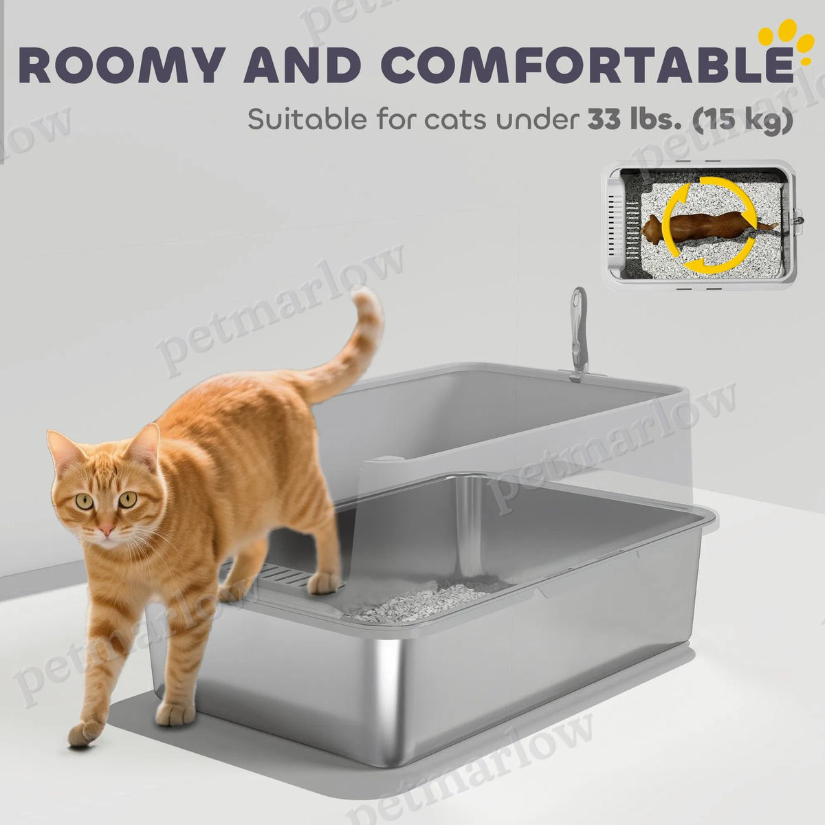 XL Stainless Steel Cat Litter Box for Large Cats – view 6