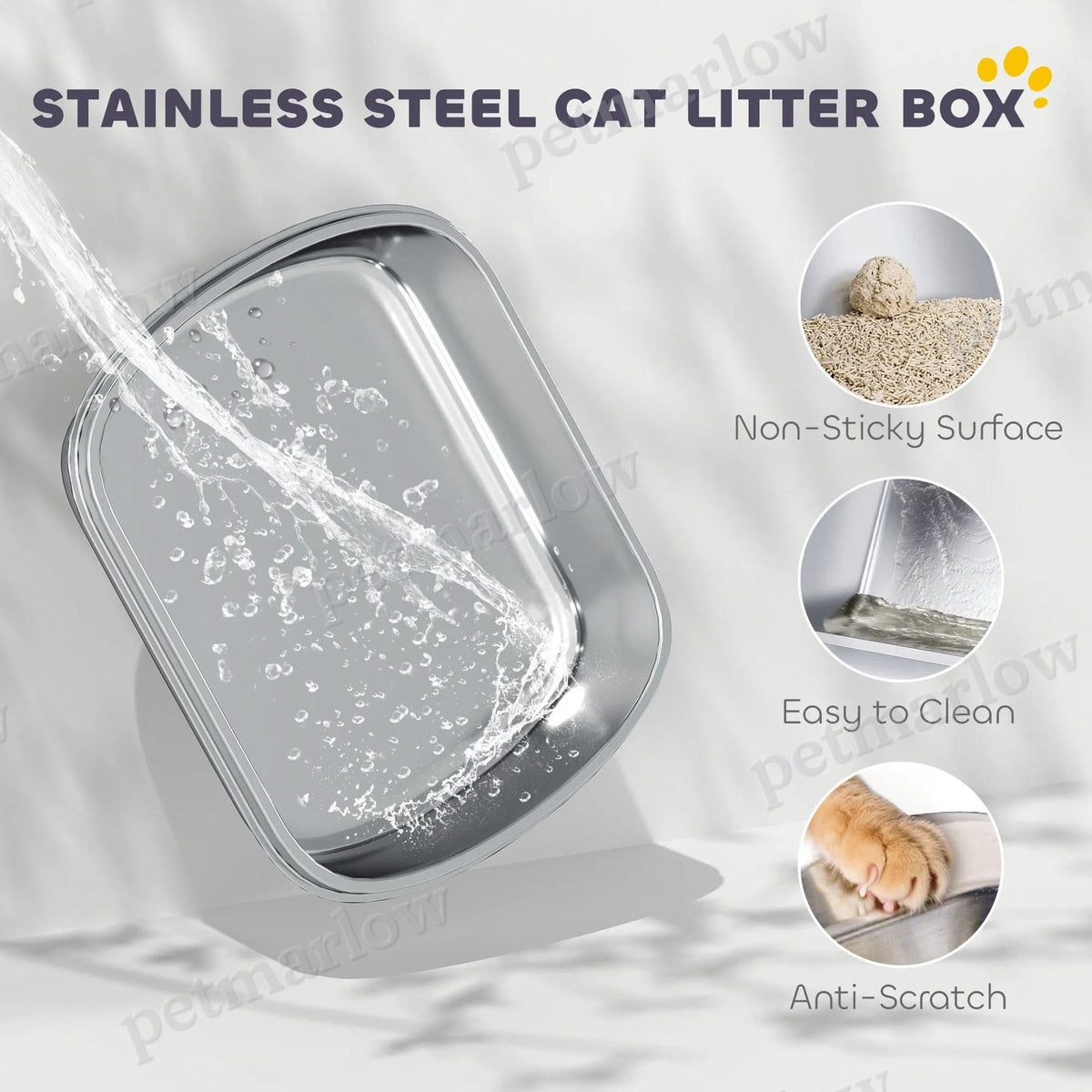 XL Stainless Steel Enclosed Cat Litter Box with Lid – view 4