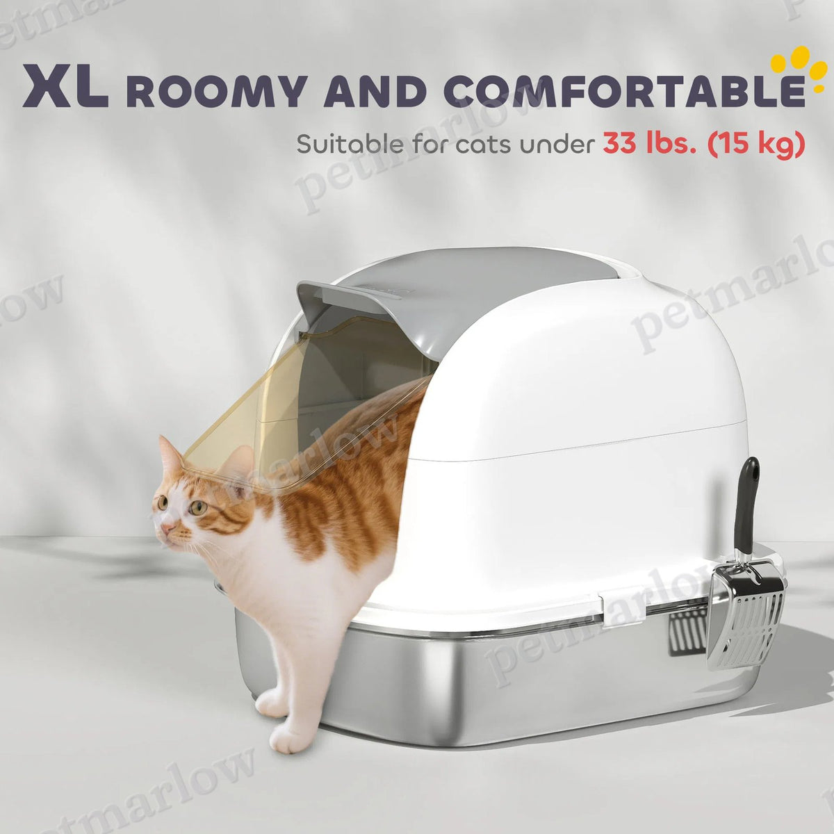 XL Stainless Steel Enclosed Cat Litter Box with Lid – view 5